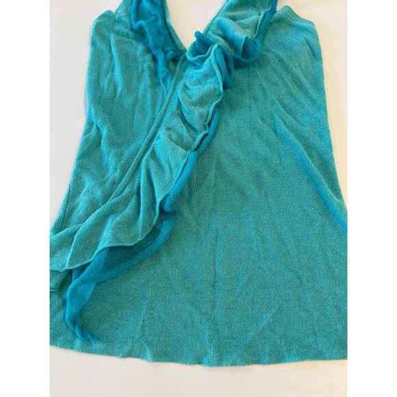 Y2K Bebe Turquoise Halter Neck Ruffled Top Small Boho Fairy 90s Coquette Twee - Picture 8 of 16